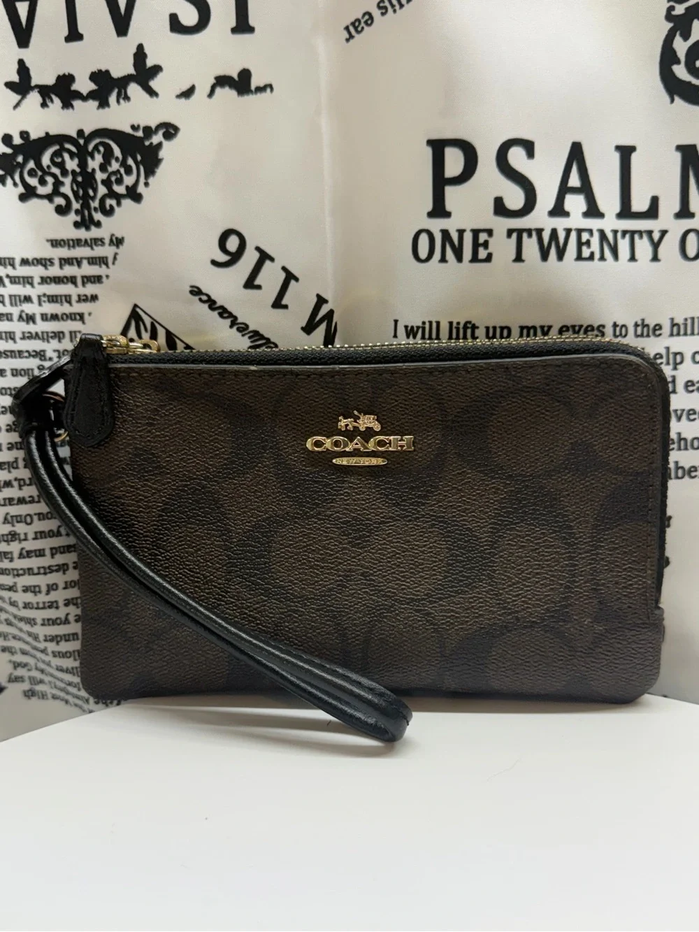 coach double zip wristlet wallet in signature canvas